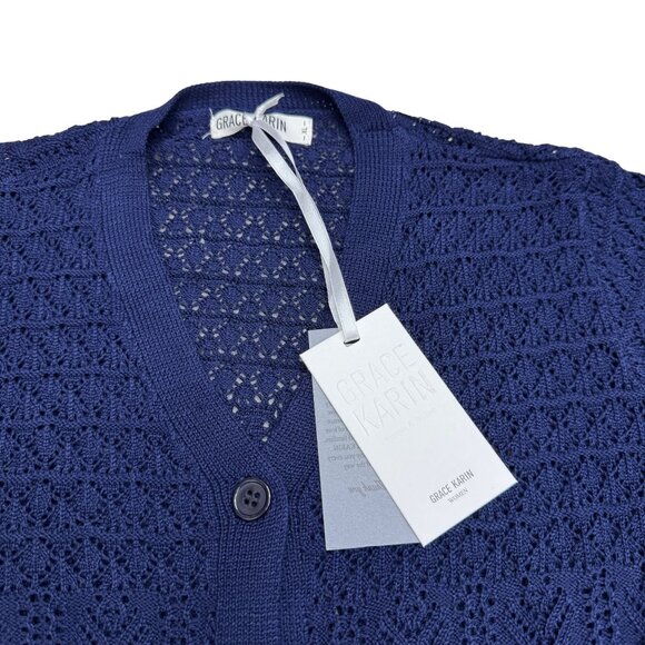 NEW Grace Karin Women's Navy Blue Knit Cardigan, Size XL NWT - Picture 3 of 6